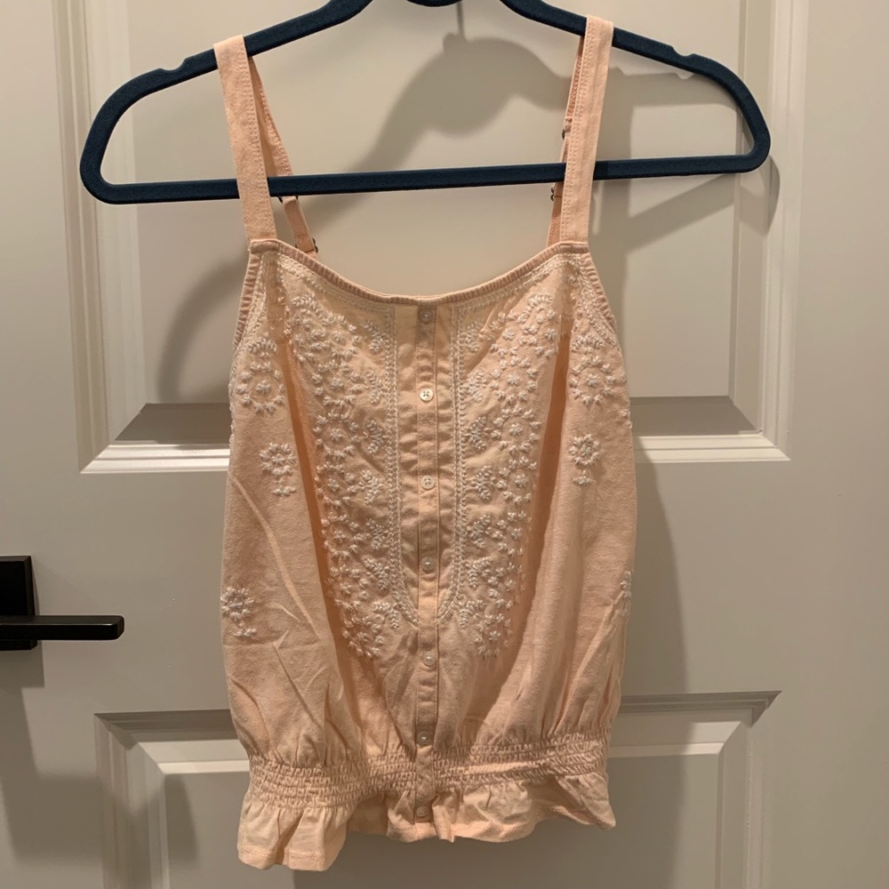 American Eagle | Peach Embroidered Tank